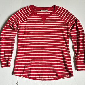 L. L. Bean Red and White Stripped Sweatshirt, Crew Neck, XS